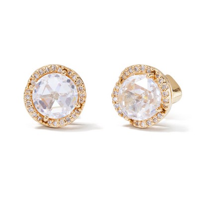 kate spade new york That Sparkle Pave Round Large Studs - Clear Gold