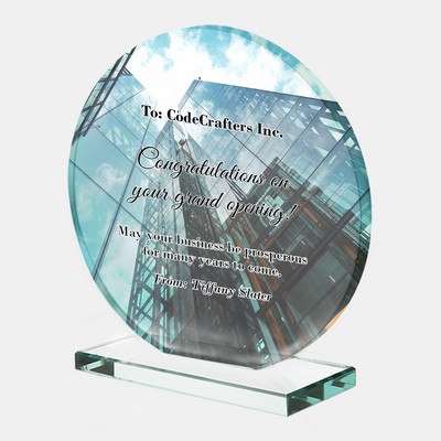 Color Photo Imprint Jade Circle with Base (M)