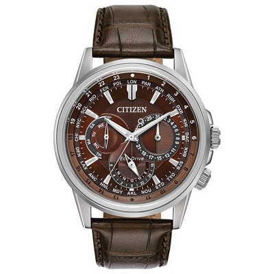 Citizen Watch Men's Calendrier Brown Leather Strap w/Brown Dial