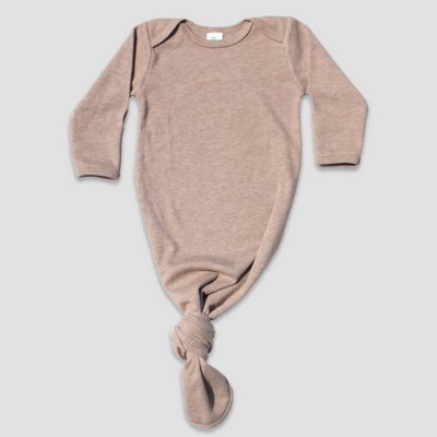 Baby Knotted Sleep Gowns With Mittens Truffle 65% Polyester 35% Cotton- Laughing Giraffe®