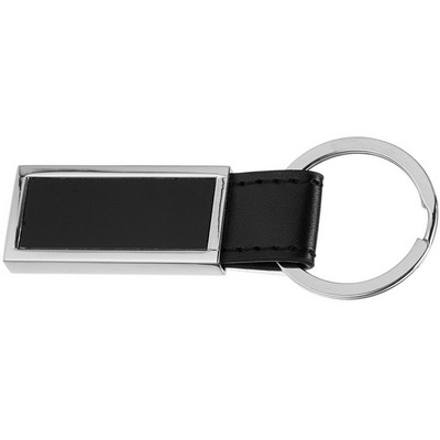 Rectangular Metal & Leather Keychains