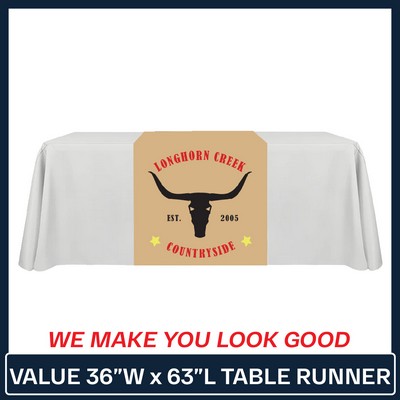 Value 36"W x 63"L Table Runner Full Color Print Dye Sublimation (Full Coverage Dye Sublimation)