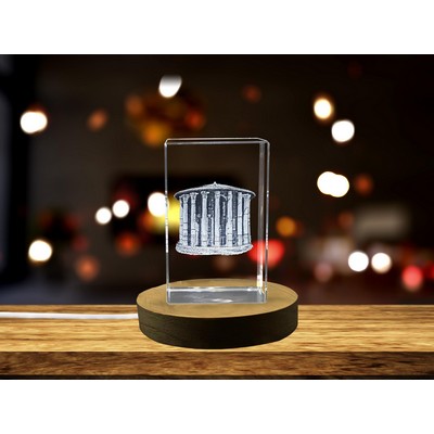 Temple of Hercules Victor Crystal Trophy Award w/LED Base - 3D Engraved