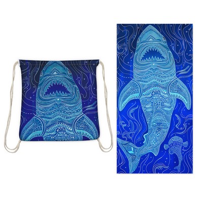 2" 1 Drawstring Beach Towel Backpack 28 x 55"