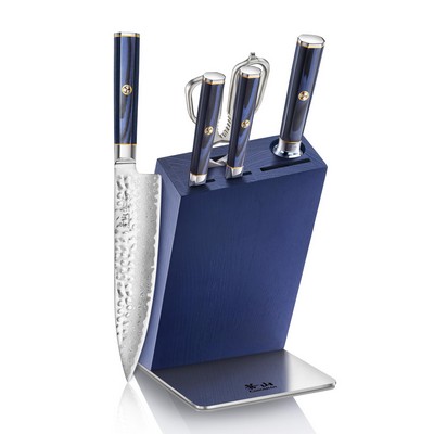 Cangshan 6-Piece Kita Series Hua Knife Block Set - Blue