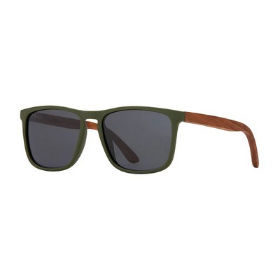 Cail Eco-Sustainable Polarized Sunglasses w/Matte Olive & Walnut Frame