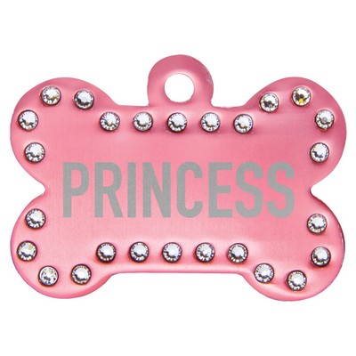 Anodized Aluminum Swarovski Bling Bone Pet Tag