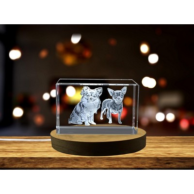 Crystal Chihuahua Trophy w/LED Base Light