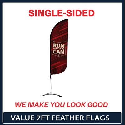 Value 7' Feather Flag - Single Sided Graphic Black X Base