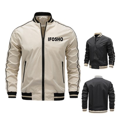 Custom Men's Casual Baseball Jacket Stylish Outerwear