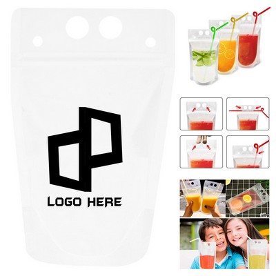 Reclosable Juice Pouch Bag W/ Straw