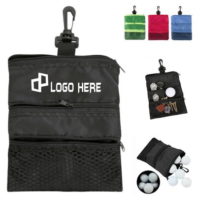 3-Compartment Zipper Golf Tee Pouch