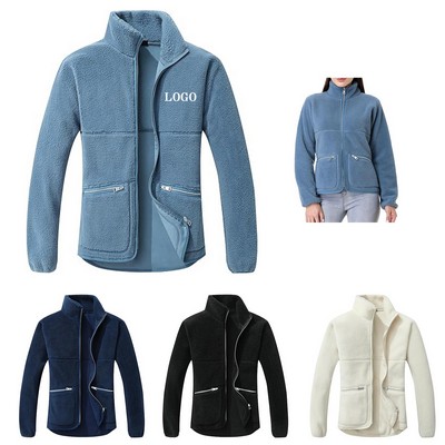 Unisex Zip Up Long Sleeve Fleece Jacket