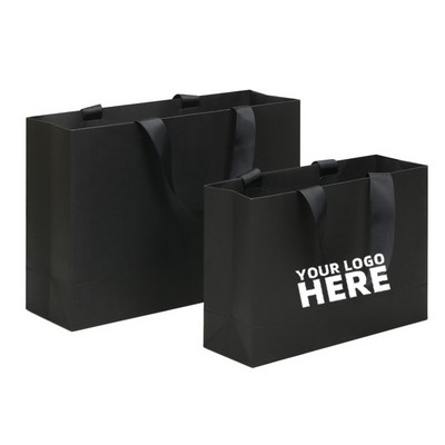 Small Black Cardboard Matte Paper Tote Bag