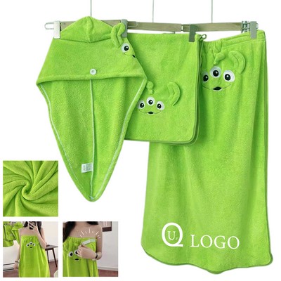Coral Fleece Wearable Bath Towel Suit