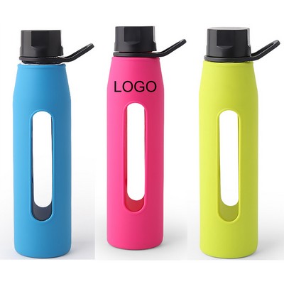 570m Glass Water Cup With Silicone Sleeve