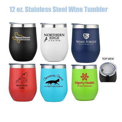 Durable 12 Oz Stainless Steel Vacuum Wine Tumbler