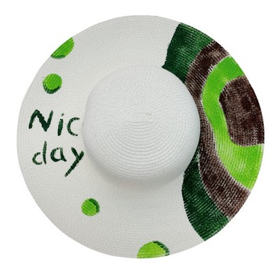 Hand Painted Wide Brim Beach Straw Hat