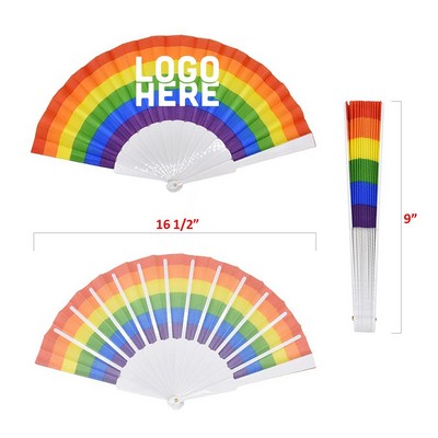 Folding Rainbow Handheld Rave Fans