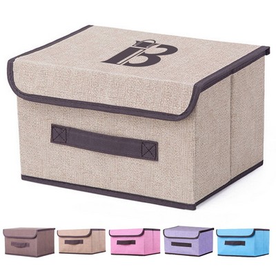 Linen Foldable Storage Box w/ Flip Lid
