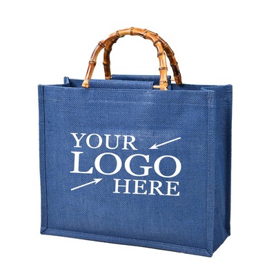 Jute Shopping Bag with Bamboo Handle