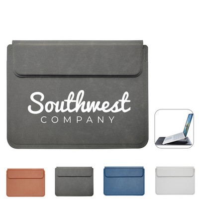 3-in-1 Protective PU Leather Laptop Sleeve and Stand