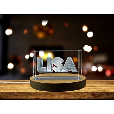 Lisa Personalized 3D Engraved Crystal Trophy w/LED Base