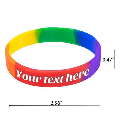 2 1/2" LGBT Pride Rainbow Silicone Wristband Colorful Stretchable Bracelet