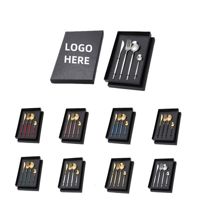 4Pcs Stainless Steel Tableware Set W/Knife&Fork&Spoon