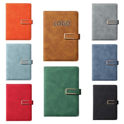 A5 Soft Leather Notebook with Magnetic Snap Button
