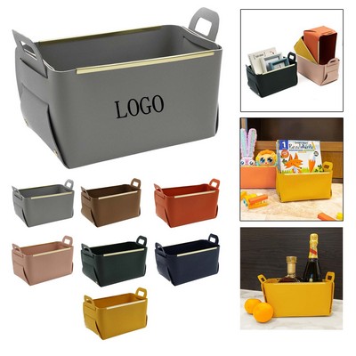 Stylish Faux Leather Storage Basket