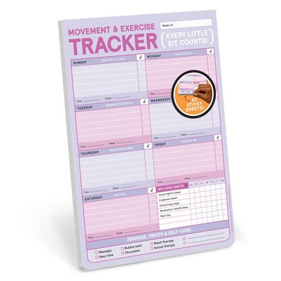 Movement & Exercise Tracker Big & Sticky Notepad - Sticky Fitness Tracker P