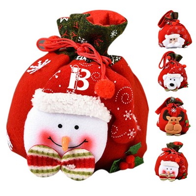 3D Designs Flannel Decoration Christmas Drawstring Gift Bags