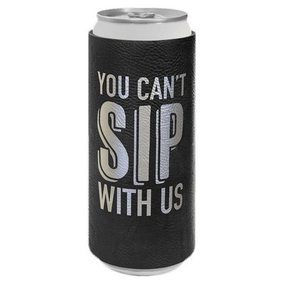 Black/Silver Leatherette Slim Beverage Holder