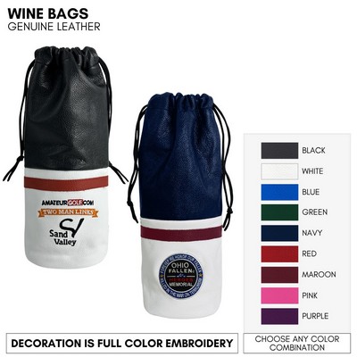 Genuine Leather Wine/ Spirits Holder With Logo Embroidered
