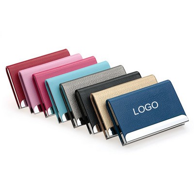 Stainless Steel PU leather Business Card Case