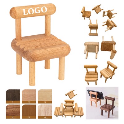 Cute Wooden Mini Chair Phone Holder