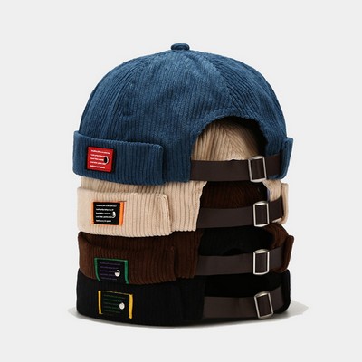 Adjustable Corduroy Brimless Hat Dockers Beanie