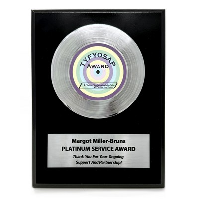 Platinum Record Plaque - 4" Record - 6 x 8