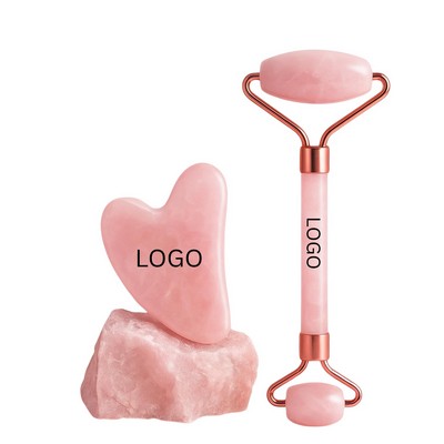 Rose Quartz Face Roller & Gua Sha Massager Set