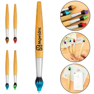 Creative Calligraphy Style Ballpoint Pen with Wood Grain Twist Design - Smooth Writing