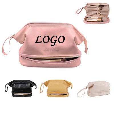 Portable Large Capacity Makeup Toiletries PU Storage Bag for Travel Hotels