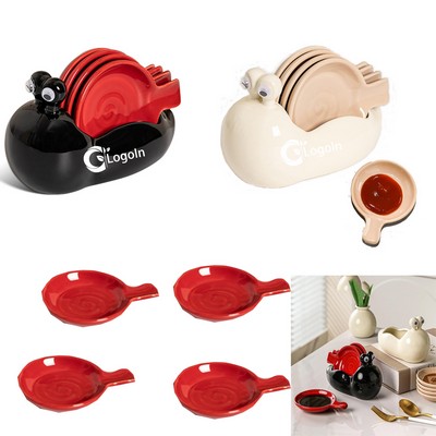 Ceramic Snail Dipping Cups Dishes With Set Of 4