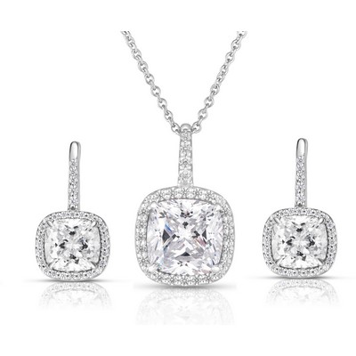 Jilco White Topaz Diamond Earrings And Necklace Set