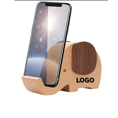 Elephant-Shaped Solid Wood Phone Stand