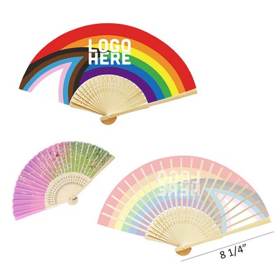Progress Pride Folding Bamboo Fabric Fans