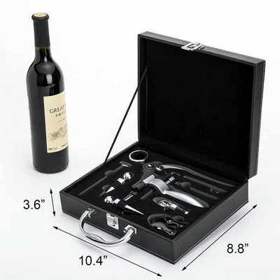 9 PCS Corkscrew Wine Bottle Opener Gift Set with PU Leather Case