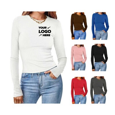 Womens Crewneck Fitted Tops