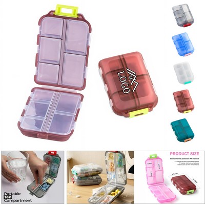 Double-Layer 10-Compartment Clear Pill Organizer Box