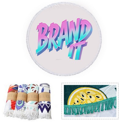 Round Tassel Microfiber Beach Towel